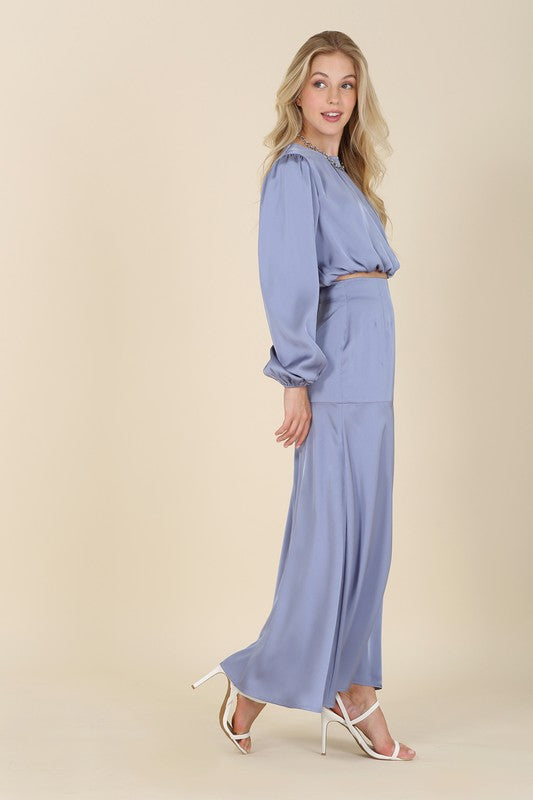 Dressed up satin two-piece mermaid dress set - Bagzio
