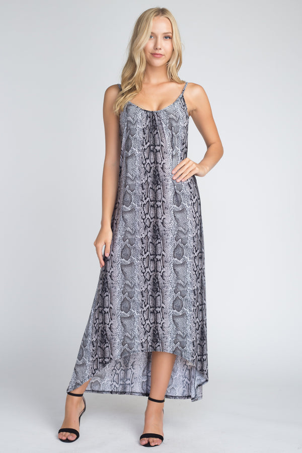 Women's Snakeskin Print Maxi Tank Dress - Bagzio