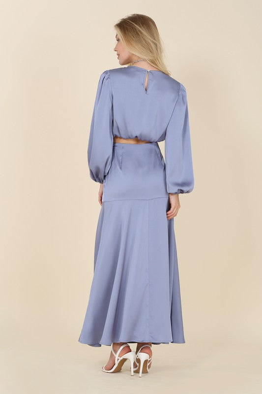 Dressed up satin two-piece mermaid dress set - Bagzio