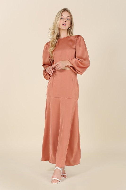 Dressed up satin two-piece mermaid dress set - Bagzio