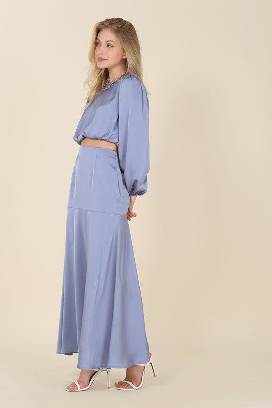 Dressed up satin two-piece mermaid dress set - Bagzio