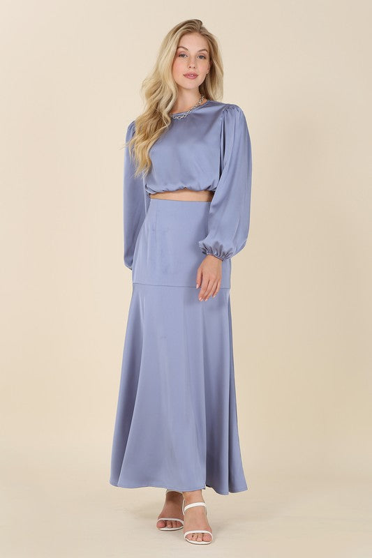 Dressed up satin two-piece mermaid dress set - Bagzio