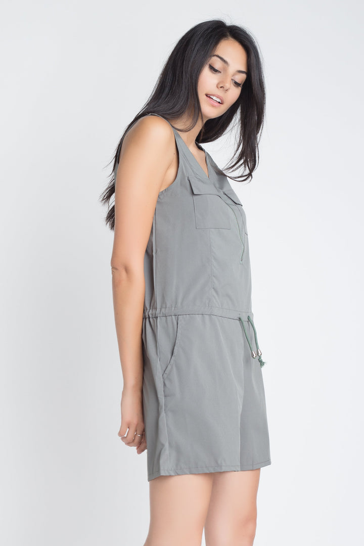 Women's Zip Front Sleeveless Romper - Bagzio