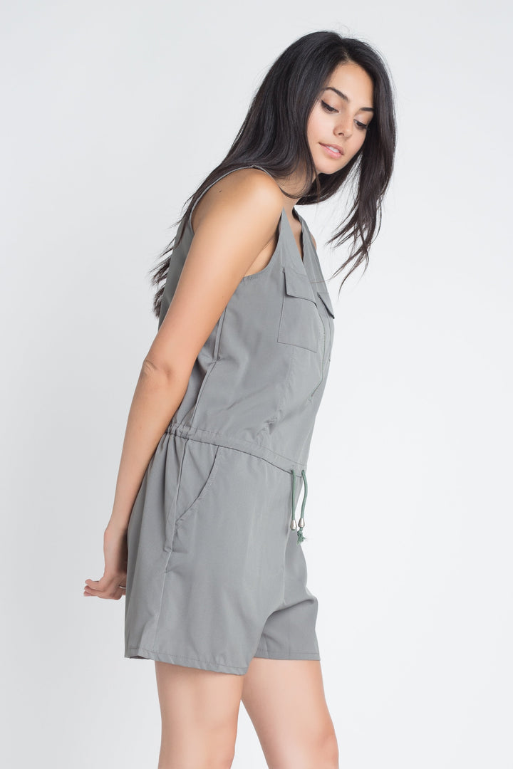 Women's Zip Front Sleeveless Romper - Bagzio