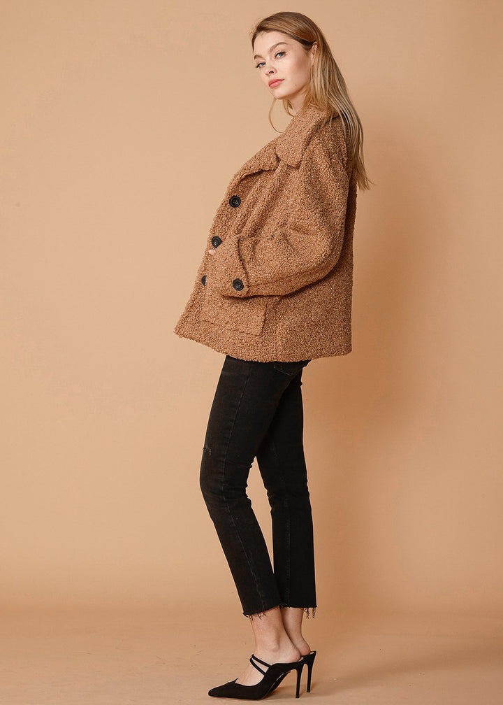 Women's Shearling Coat in Brown - Bagzio