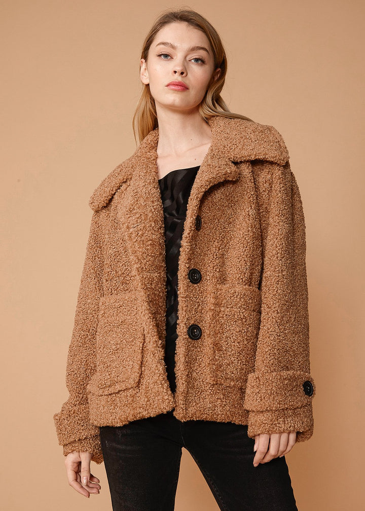 Women's Shearling Coat in Brown - Bagzio
