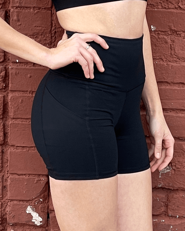 Jolie High-Waisted Athletic Shorts with Hip Pockets - Bagzio