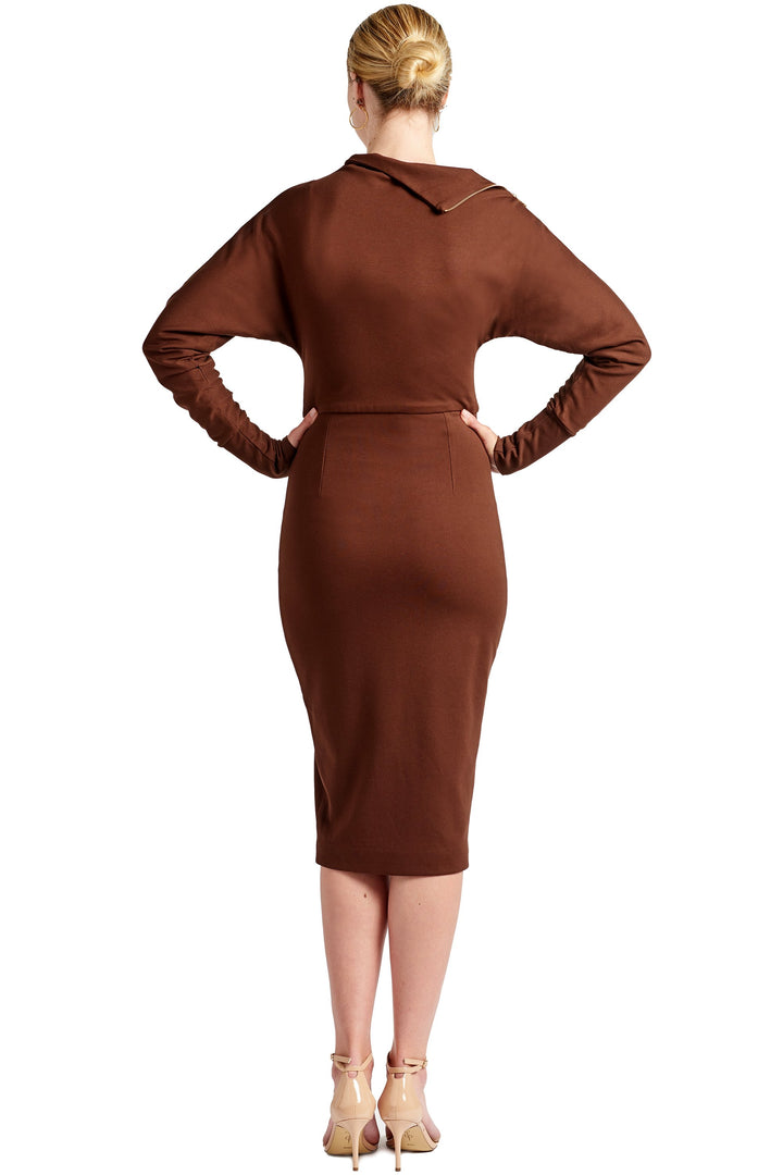 Josefa Asymmetric Dress - Long sleeve convertible midi dress with - Bagzio