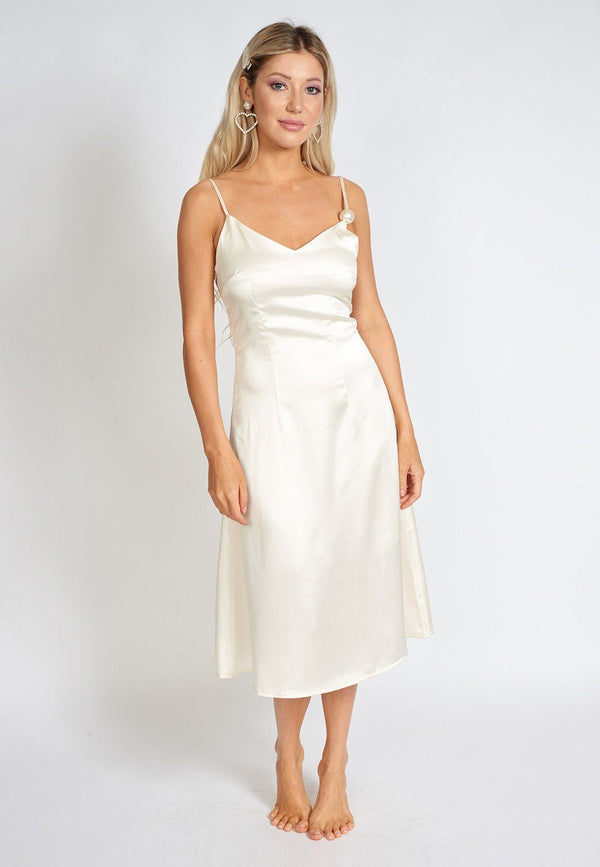 Léonie One Pearl Satin Slip Dress - Bagzio