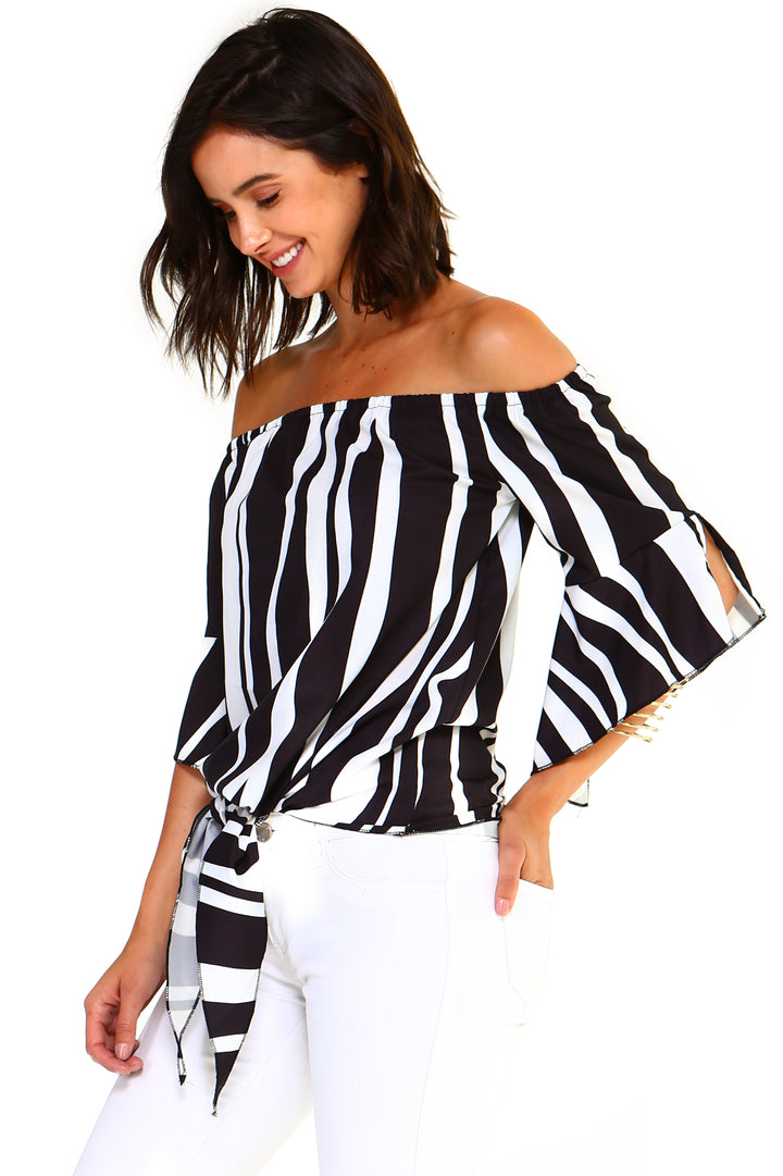 Women's Strapless Striped Bandage Blouse - Bagzio