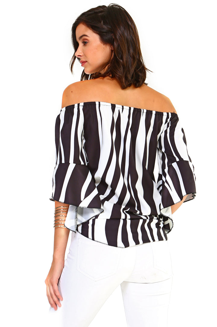 Women's Strapless Striped Bandage Blouse - Bagzio