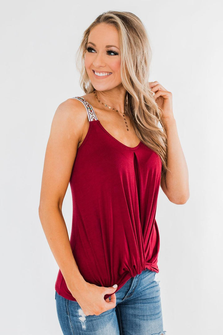 Red Somewhere Next To You Twist Summer Tank Top - Bagzio