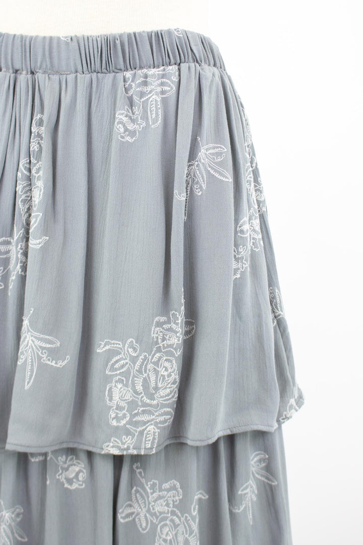 Layered Ruffle Maxi Skirt - Grey - Bagzio