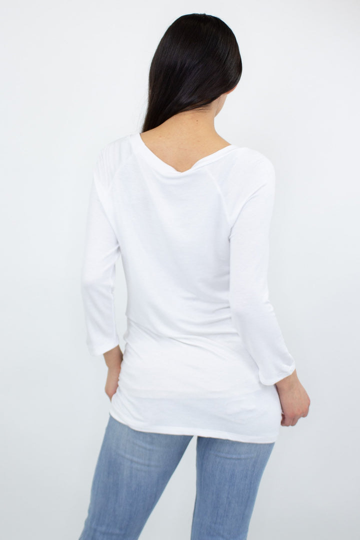Twisted Front Comfortable Top - White - Bagzio