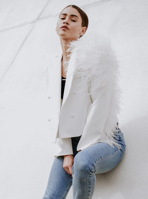 Lydia Ostrich Feather Blazer - Bagzio