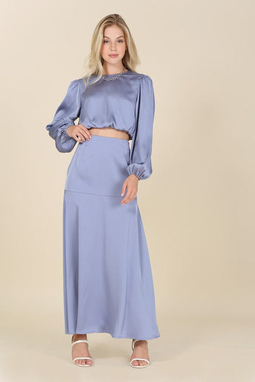 Dressed up satin two-piece mermaid dress set - Bagzio