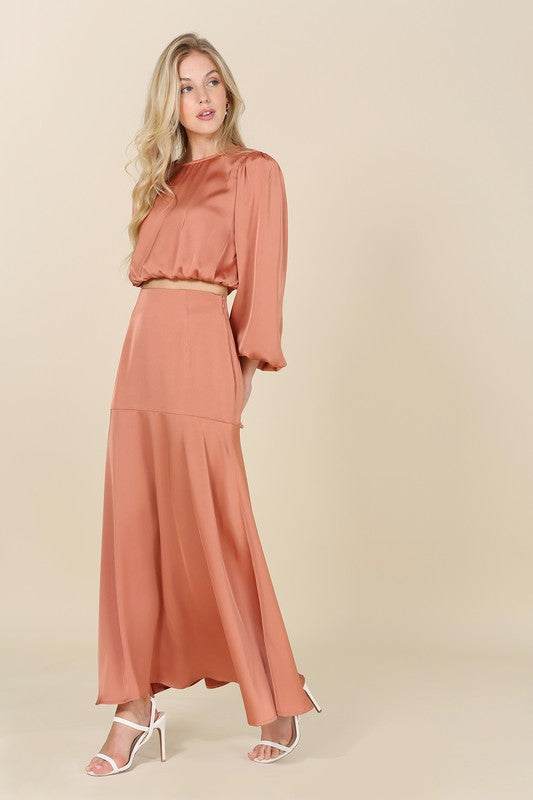 Dressed up satin two-piece mermaid dress set - Bagzio