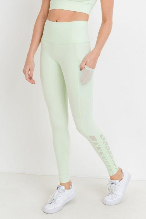 Highwaist Hybrid Mesh & Lattice Straps Full Pocket Leggings - Bagzio