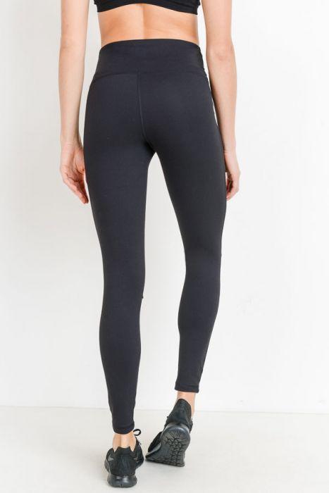 High Waist Laser Cut Ripped Knee Leggings - Bagzio