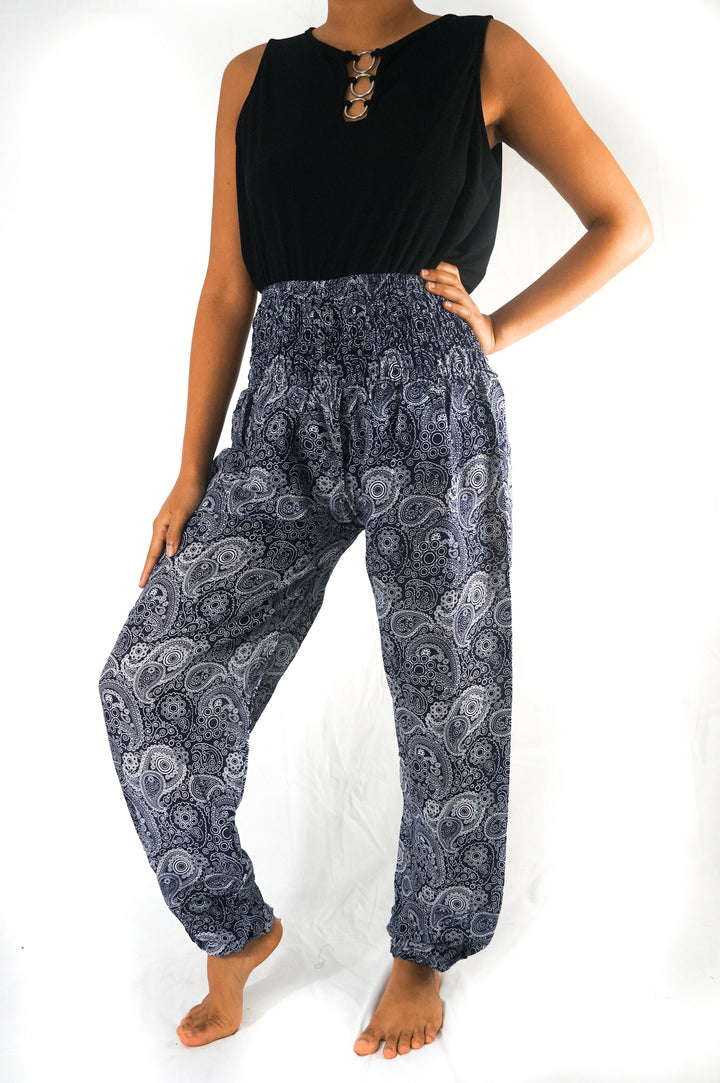 Black Paisley Pants Women Boho Pants Hippie Pants Yoga - Bagzio