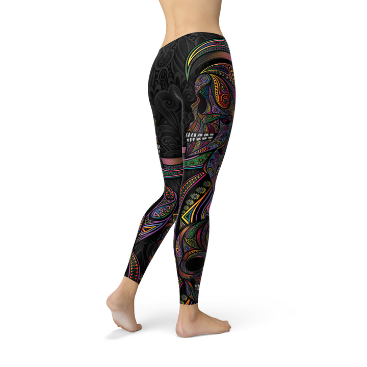 Womens Sugar Skull Leggings - Bagzio