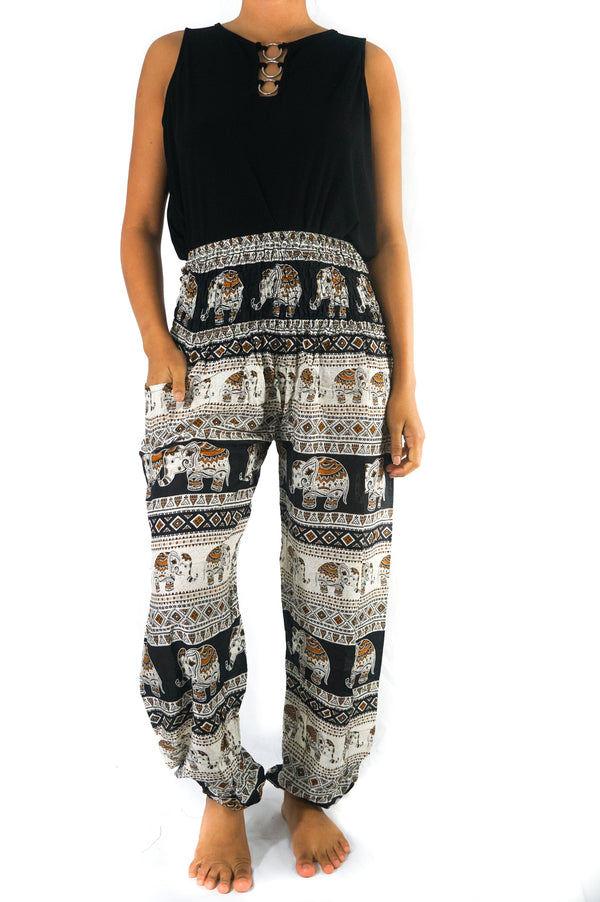 Black ELEPHANT Pants Women Boho Pants Hippie Pants Yoga - Bagzio