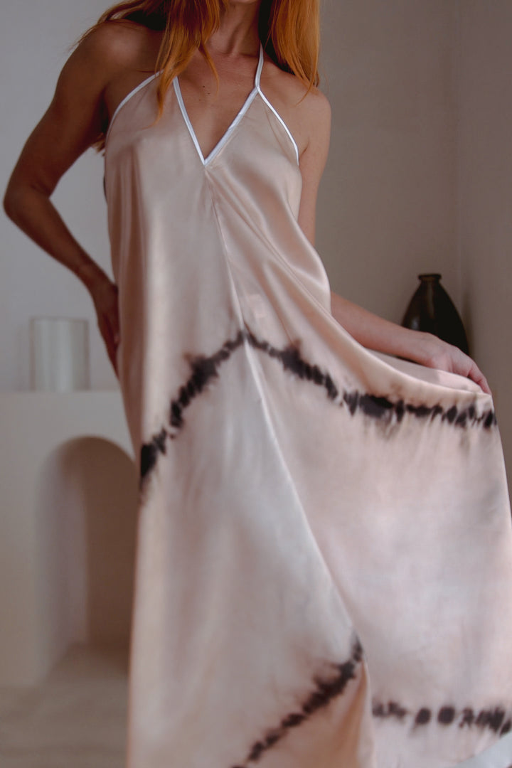 Altair Silk Halter Dress in Shibori - Bagzio