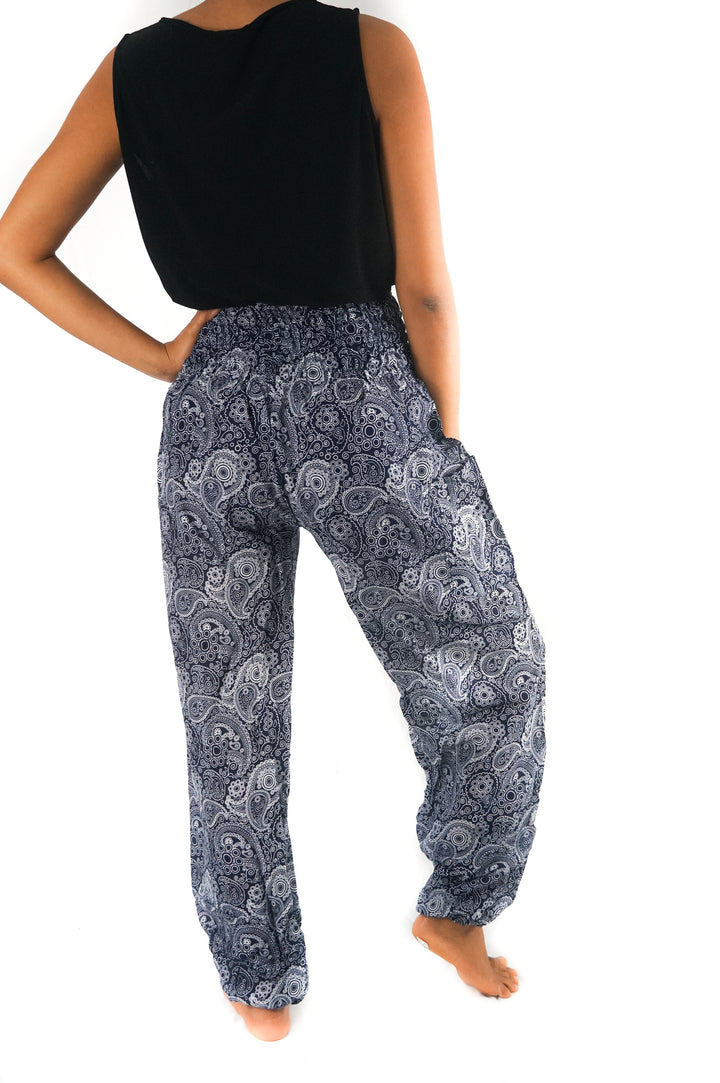 Black Paisley Pants Women Boho Pants Hippie Pants Yoga - Bagzio