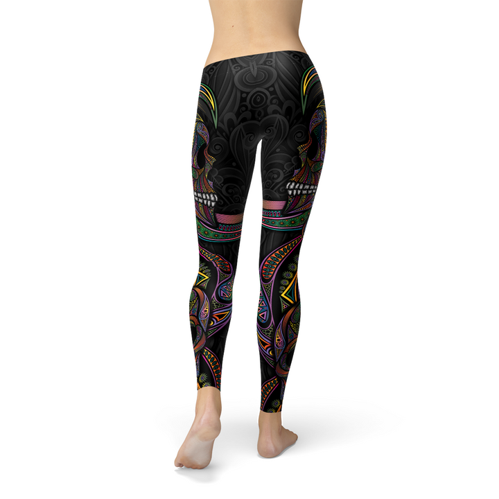 Womens Sugar Skull Leggings - Bagzio