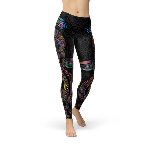 Womens Sugar Skull Leggings - Bagzio