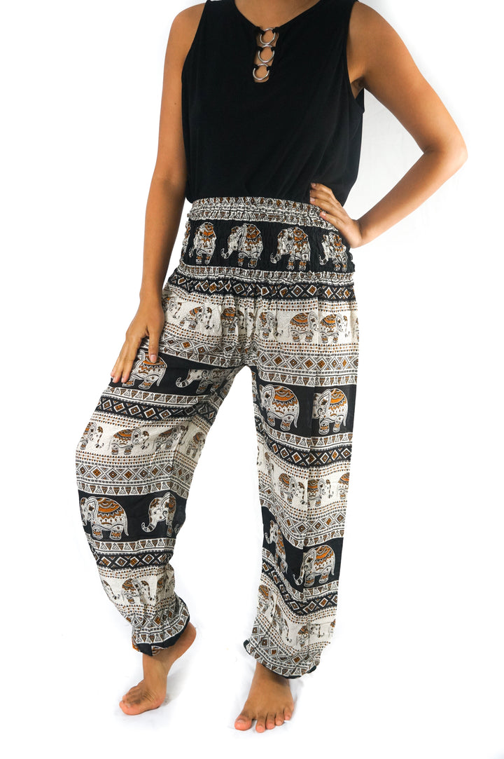 Black ELEPHANT Pants Women Boho Pants Hippie Pants Yoga - Bagzio