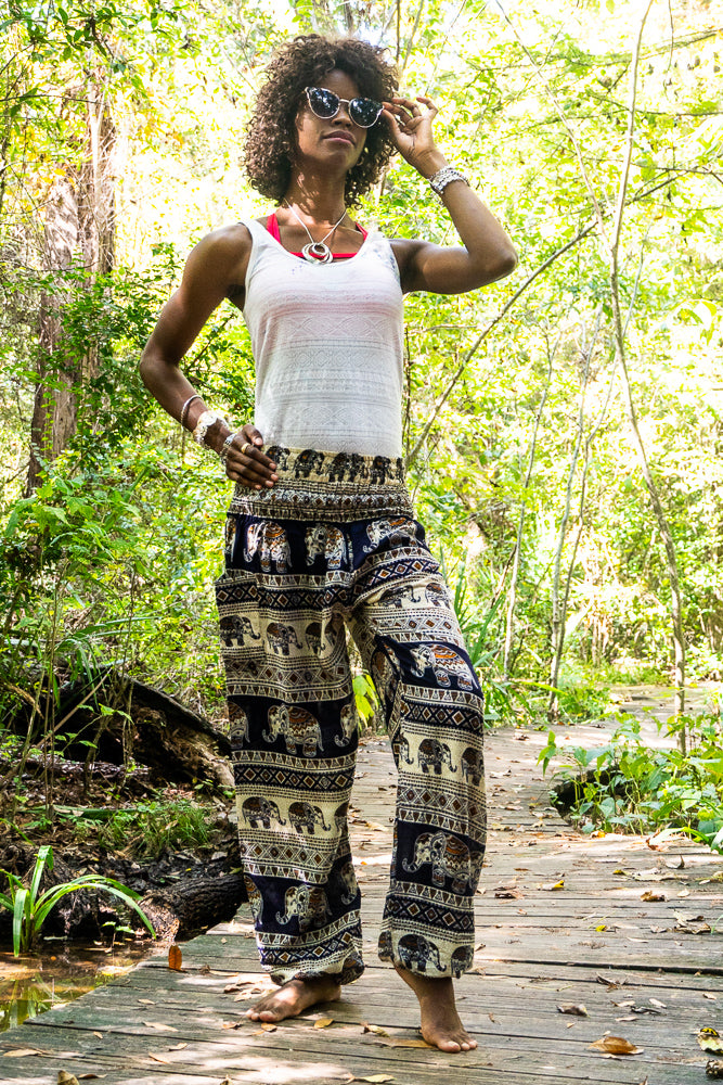 Black ELEPHANT Pants Women Boho Pants Hippie Pants Yoga - Bagzio