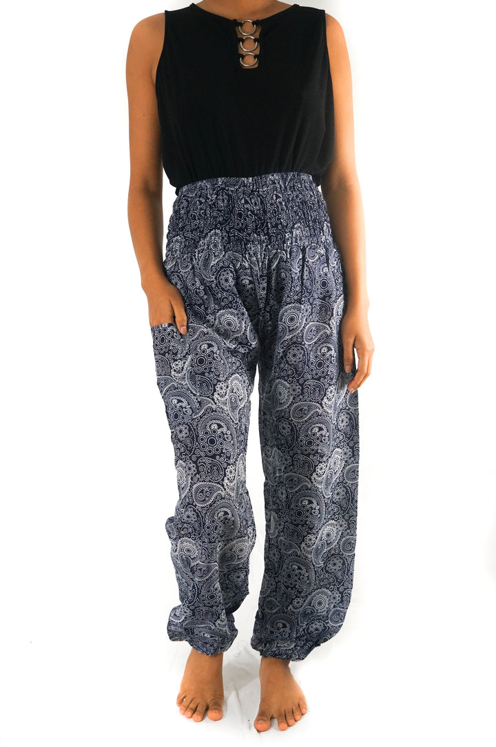 Black Paisley Pants Women Boho Pants Hippie Pants Yoga - Bagzio