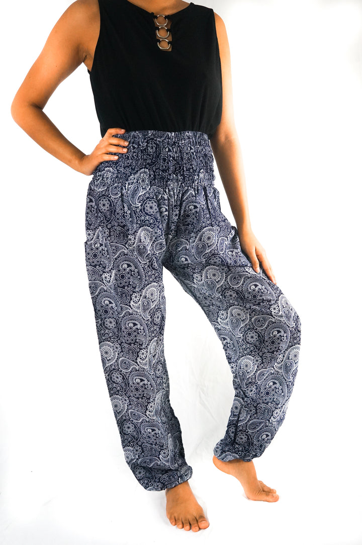 Black Paisley Pants Women Boho Pants Hippie Pants Yoga - Bagzio