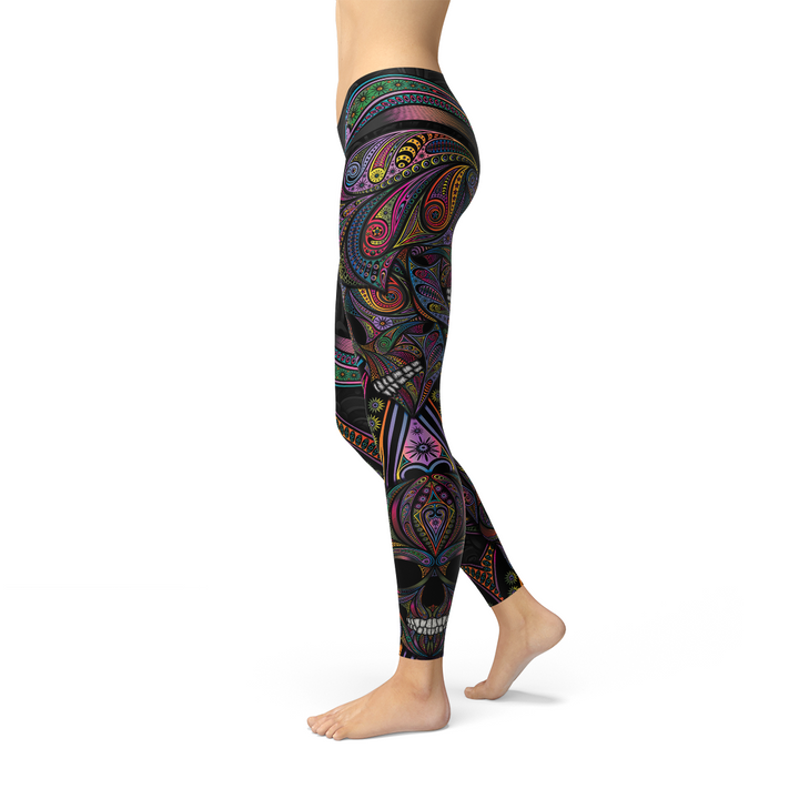Womens Sugar Skull Leggings - Bagzio