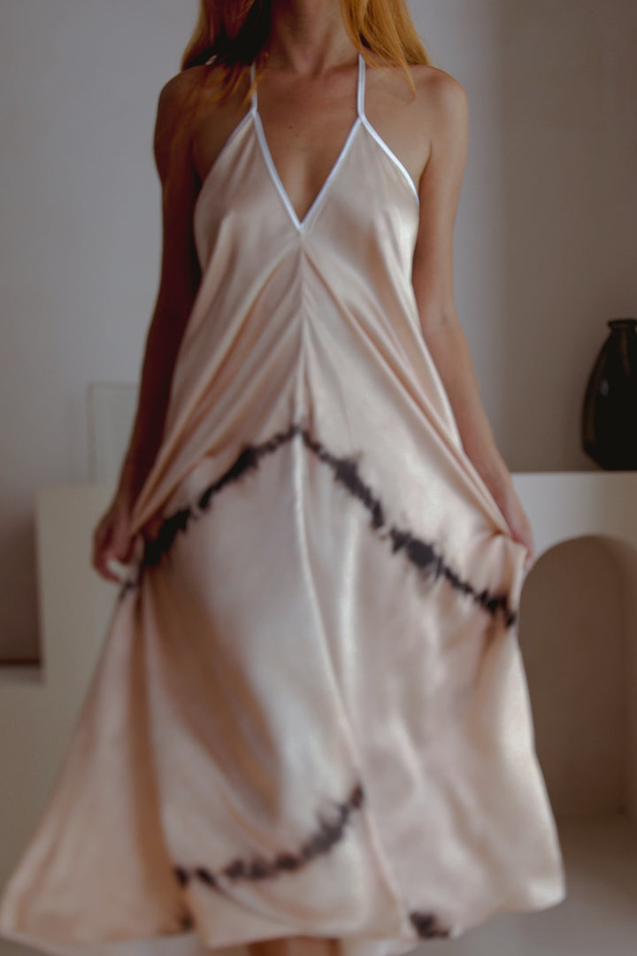 Altair Silk Halter Dress in Shibori - Bagzio