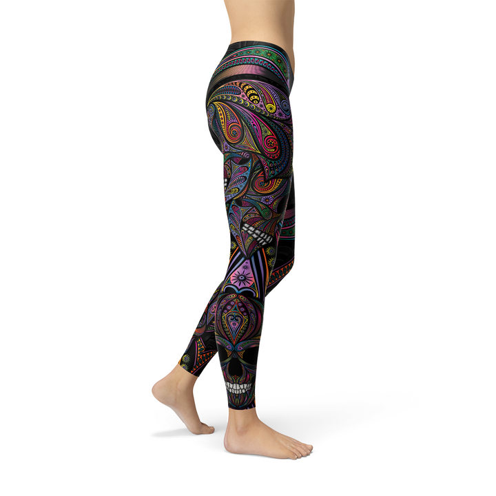 Womens Sugar Skull Leggings - Bagzio
