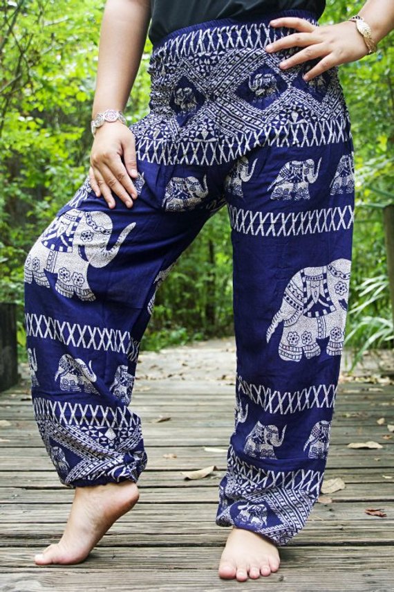 Blue ELEPHANT Pants Women Boho Pants Hippie Pants Yoga - Bagzio