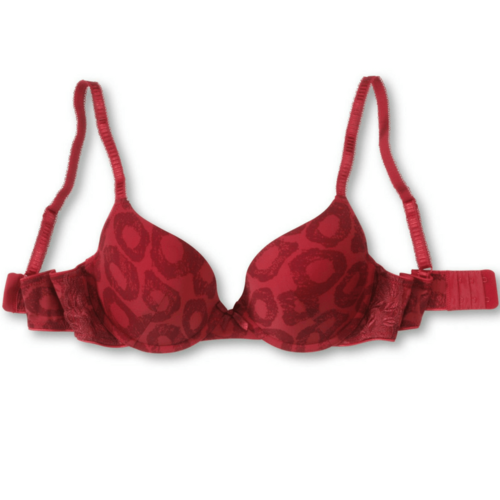 Sassa Red Animal Print Molded Plunge Bra - Bagzio