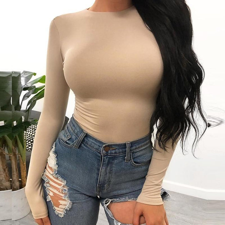 O Neck Long Sleeve Bodysuit - Bagzio