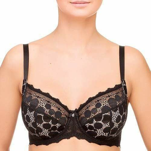 Lauma Pearly Shadow Semi Sheer Full Figure Polka Dot Lace Bra - Bagzio
